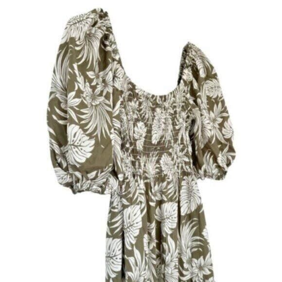 NWT La Ligne Pyper Green White Silk Smocked Meghan Markle Maxi Dress Size S - Picture 9 of 12